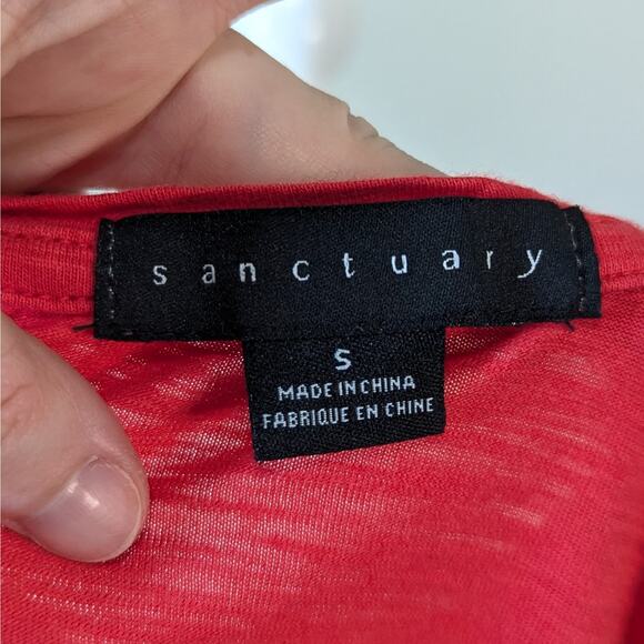 Sanctuary Cherry Red Tie Front Sleeveless Scoop Neck Tank Top Size Small - Picture 5 of 7